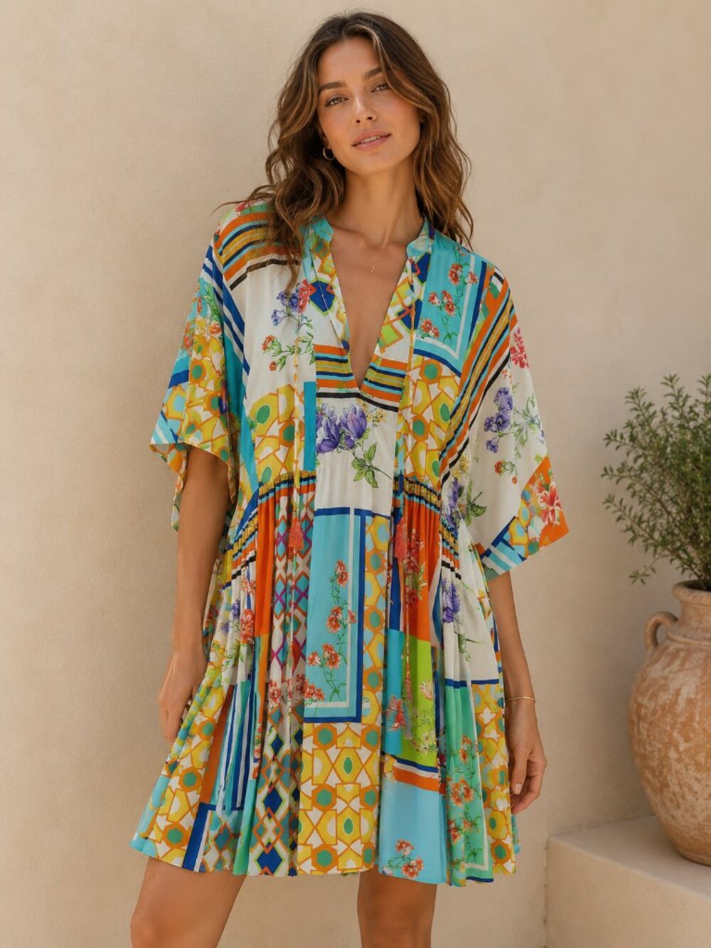 Johnny Was Mixi Short Kaftan Dress